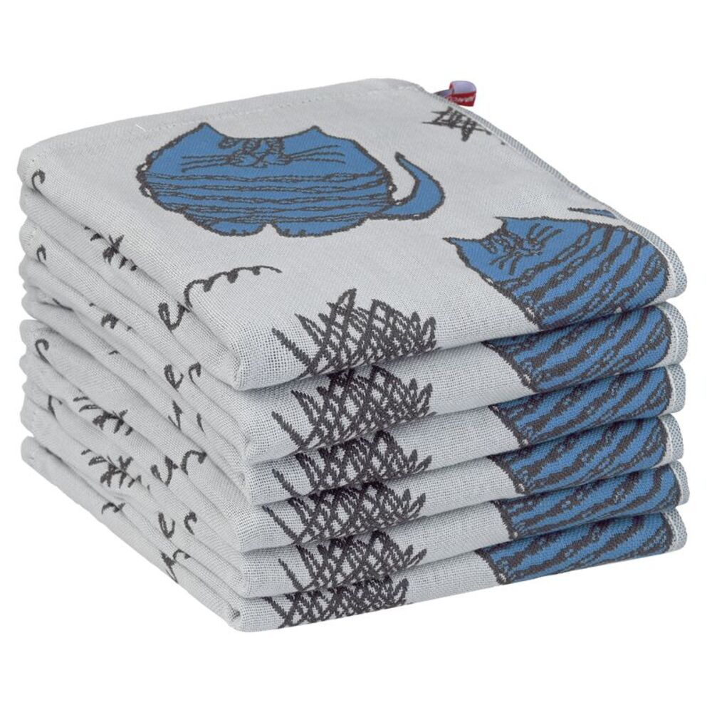 Kitty Absorbent with Hanging Loop, Dishcloths 14 x 16 Inch 6 Pack Blue